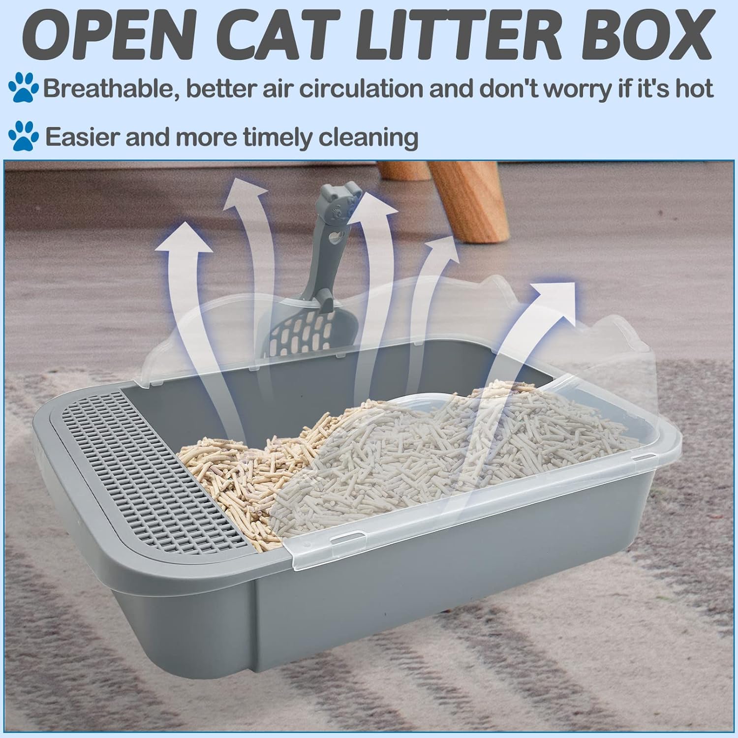 HKM-0767677 Sifting Cat Litter Box for Kittens with High Sides, Detachable Design, Portable Travel Litter Pan for Small Cats