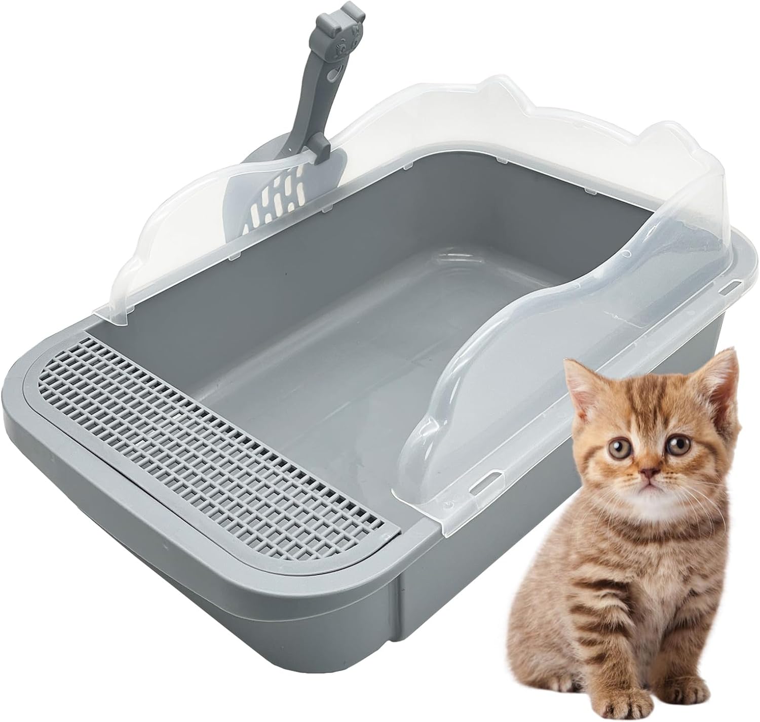 HKM-0767677 Sifting Cat Litter Box for Kittens with High Sides, Detachable Design, Portable Travel Litter Pan for Small Cats