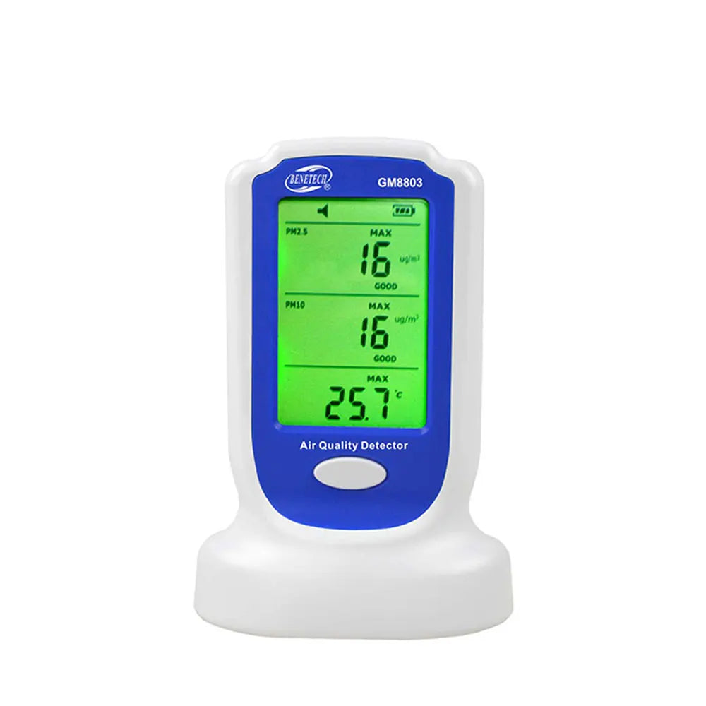 HKM-076883 GM8803 PM2.5 and PM10 Air Quality Multi-Sensor Monitor with LCD Display and Buzzer Alarm