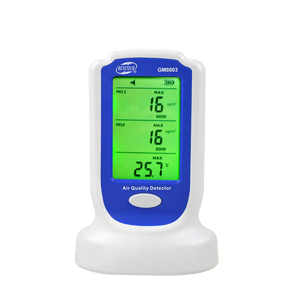 HKM-076883 GM8803 PM2.5 and PM10 Air Quality Multi-Sensor Monitor with LCD Display and Buzzer Alarm