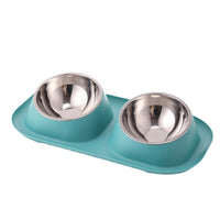 HKM-0770365 Double Stainless Steel Dog Bowl Set with PP Base - Available in Multiple Colors