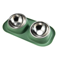 HKM-0770365 Double Stainless Steel Dog Bowl Set with PP Base - Available in Multiple Colors