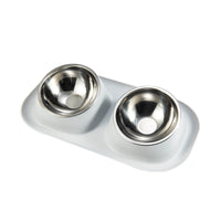 HKM-0770365 Double Stainless Steel Dog Bowl Set with PP Base - Available in Multiple Colors
