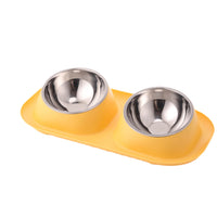 HKM-0770365 Double Stainless Steel Dog Bowl Set with PP Base - Available in Multiple Colors