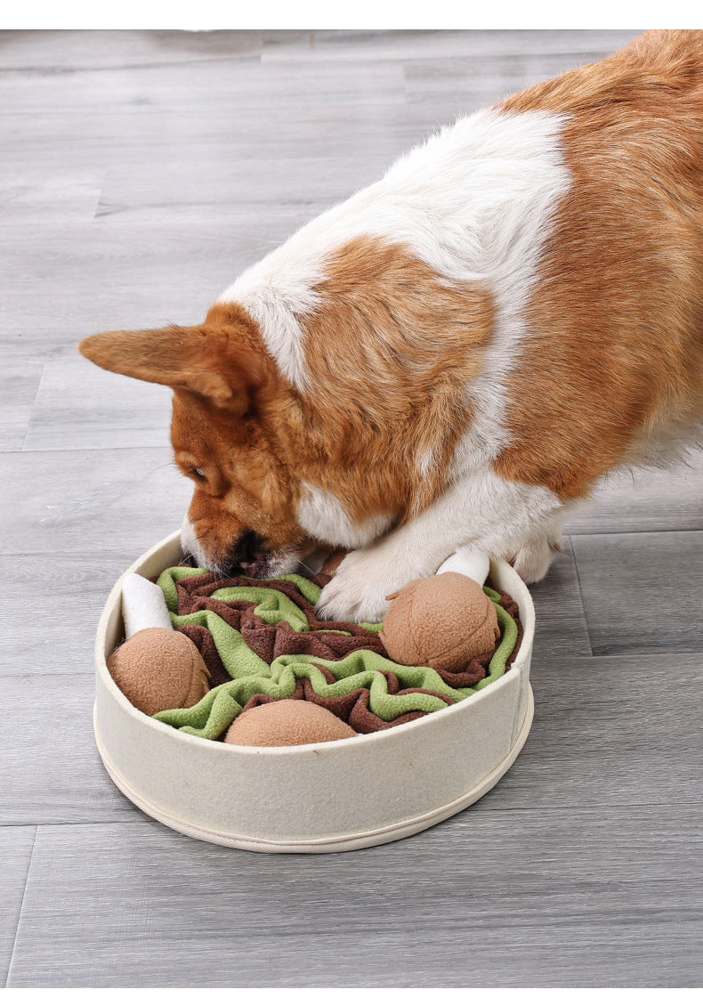 HKM-0771005 Beige Polyester Dog Sniff Toy - Chicken Leg Bucket for Pet Engagement