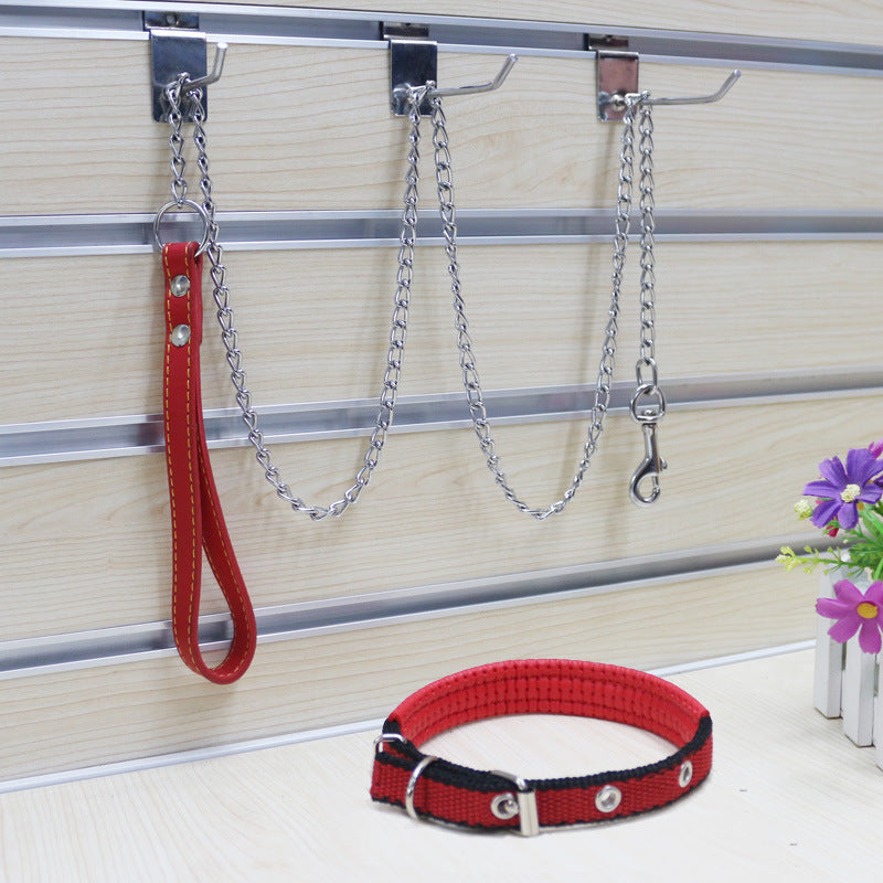 HKM-0771645 Iron Chain Dog Traction with PU Handle - Available in Black, Brown, Red