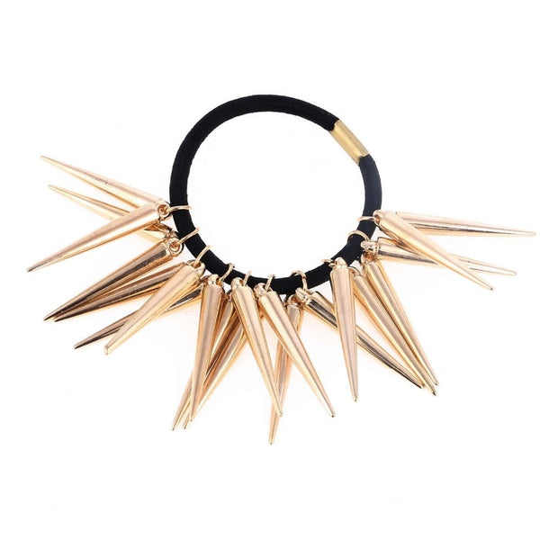 HKM-077267 Alloy Piercing Rivet Hair Ring - Stylish Hair Loop in Gold and Silver