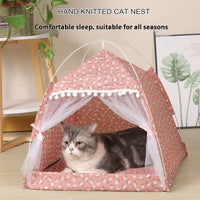 HKM-0773821 Foldable Four-Corner Tent Cat Nest with Removable Washable Cover, Available in Multiple Sizes