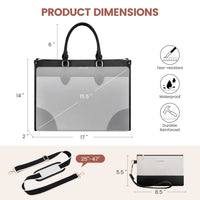 HKM-077395 Waterproof 15.6 in Canvas PU Leather Work Bag Set for Laptop and Office Use - Stylish Tote and Shoulder Handbag for Women
