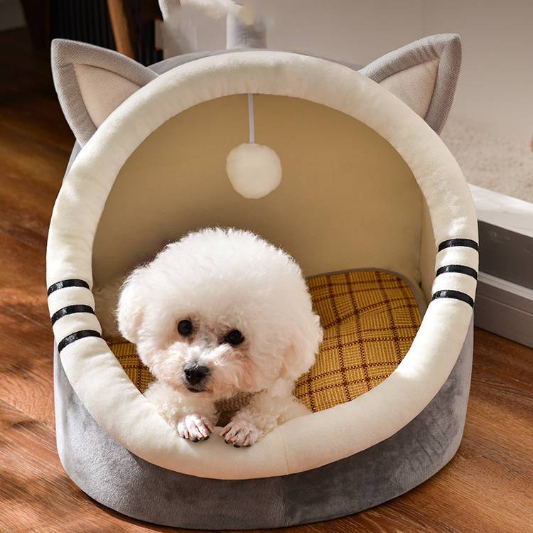 HKM-0774205 Universal Animal Shape Pet Kennel - Cozy Crystal Velvet Bed for Cats and Dogs - Available in Small, Medium, and Large Sizes