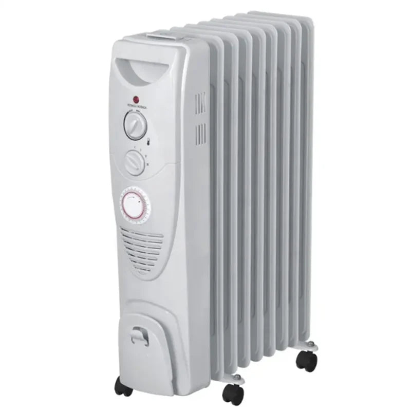 HKM-077459 Oil Filled Radiator Heater - Modern Room Heater with Low Carbon Steel and Plastic Construction