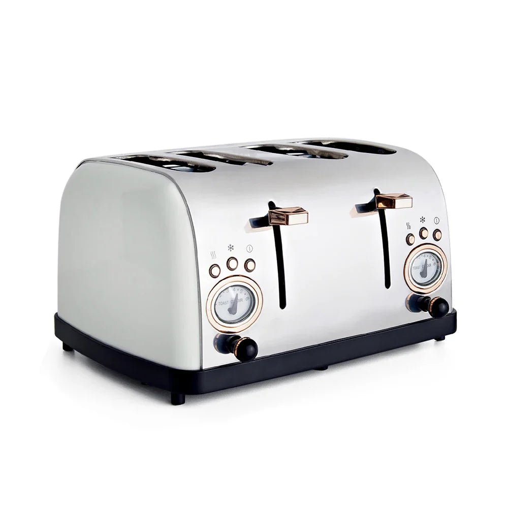HKM-077587 Retro Black and Gold Electric 4-Slice Toaster with Cover