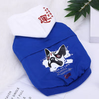HKM-0778301 Labrador & Golden Retriever Cartoon Style Pet Clothes in Blue, Black, and Red