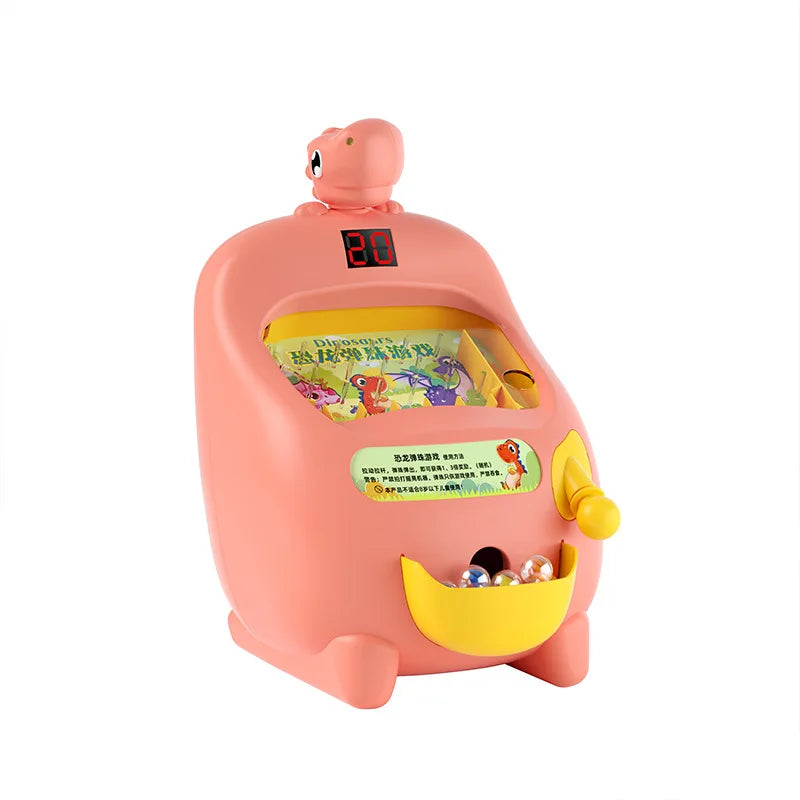 HKM-077843 Dinosaur Pinball Game Machine - Kids Pull Rod Glass Bead Educational Toy for Ages 2 and Up