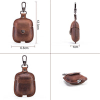 HKM-077907 Leather Earphone Case Keychain for iPhone Models - Portable Flip Design in Brown