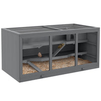 HKM-0779581 Oversized Wooden Hamster and Gerbil Habitat with Open Roof and Ramp