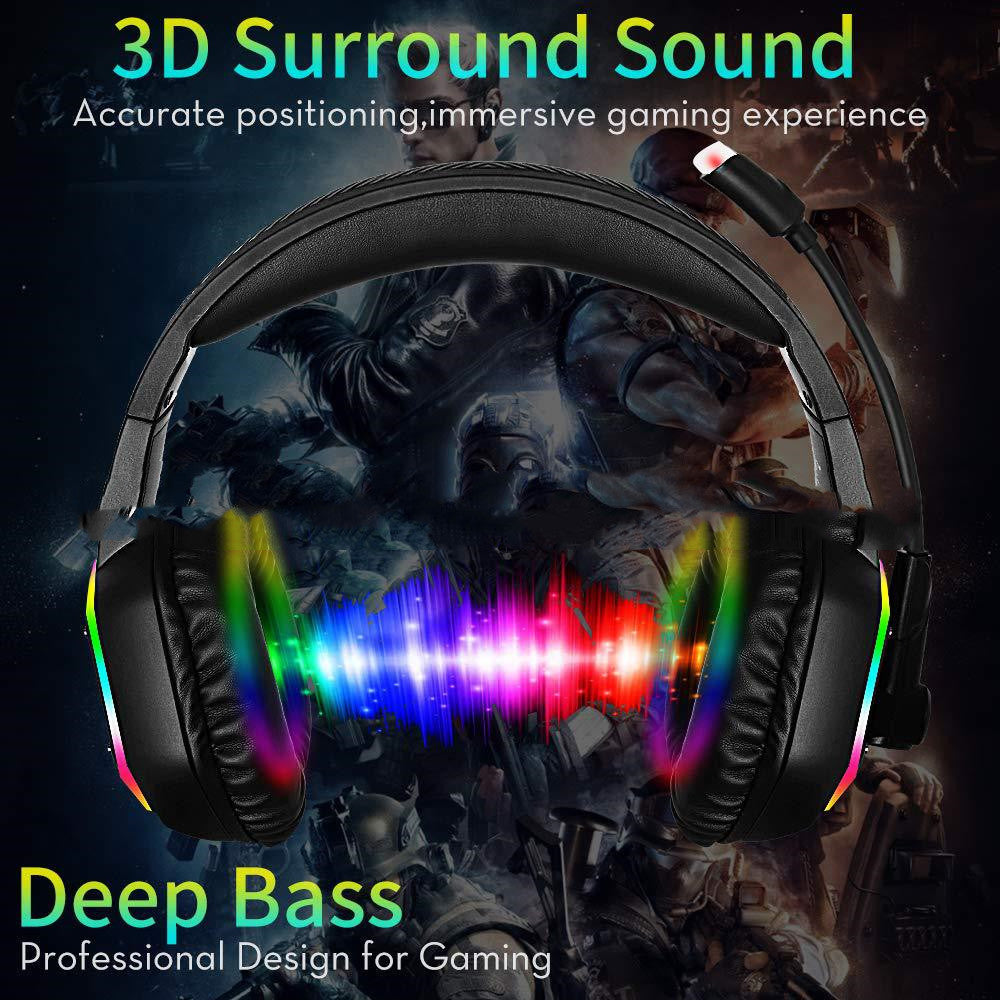 HKM-078035 RGB Light 7.1 Surround Sound Wired Gaming Headset with Microphone