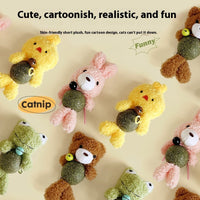 HKM-0781757 Catnip Plush Toy for Kittens - Bear, Rabbit, Frog & Chick Options with Bell, 15cm Height