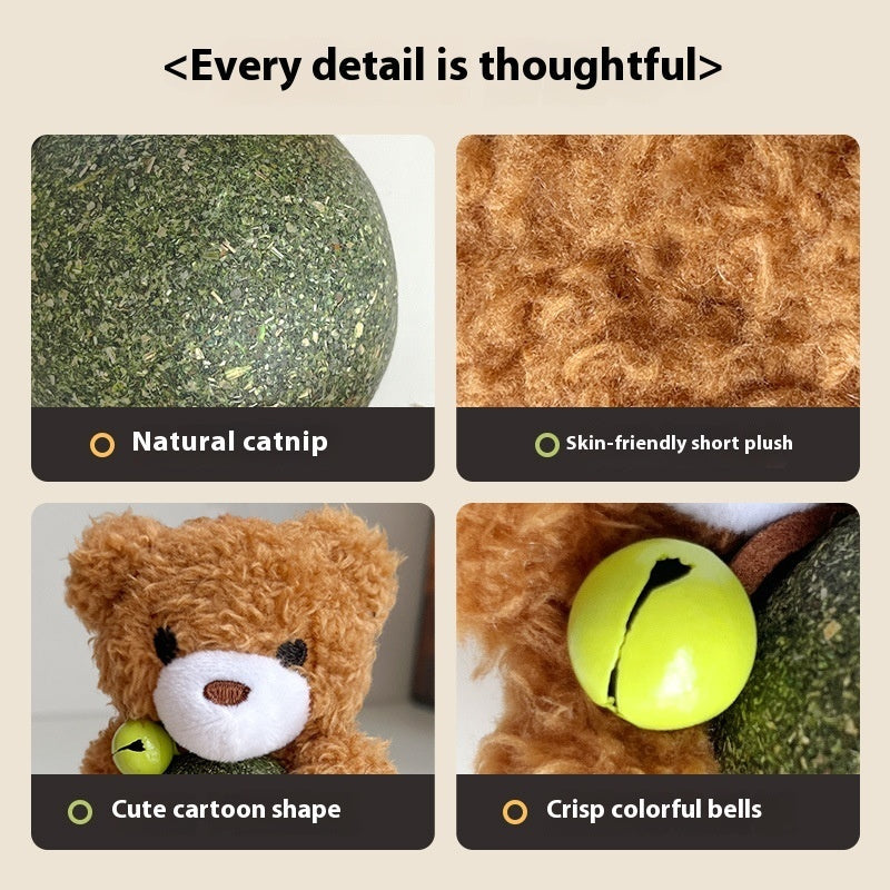 HKM-0781757 Catnip Plush Toy for Kittens - Bear, Rabbit, Frog & Chick Options with Bell, 15cm Height