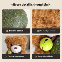 HKM-0781757 Catnip Plush Toy for Kittens - Bear, Rabbit, Frog & Chick Options with Bell, 15cm Height