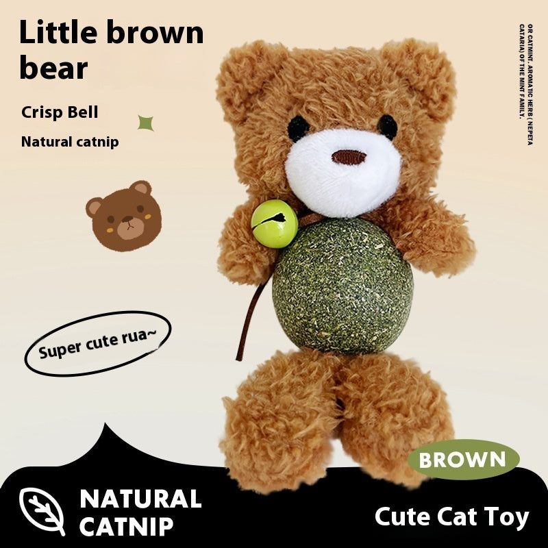 HKM-0781757 Catnip Plush Toy for Kittens - Bear, Rabbit, Frog & Chick Options with Bell, 15cm Height