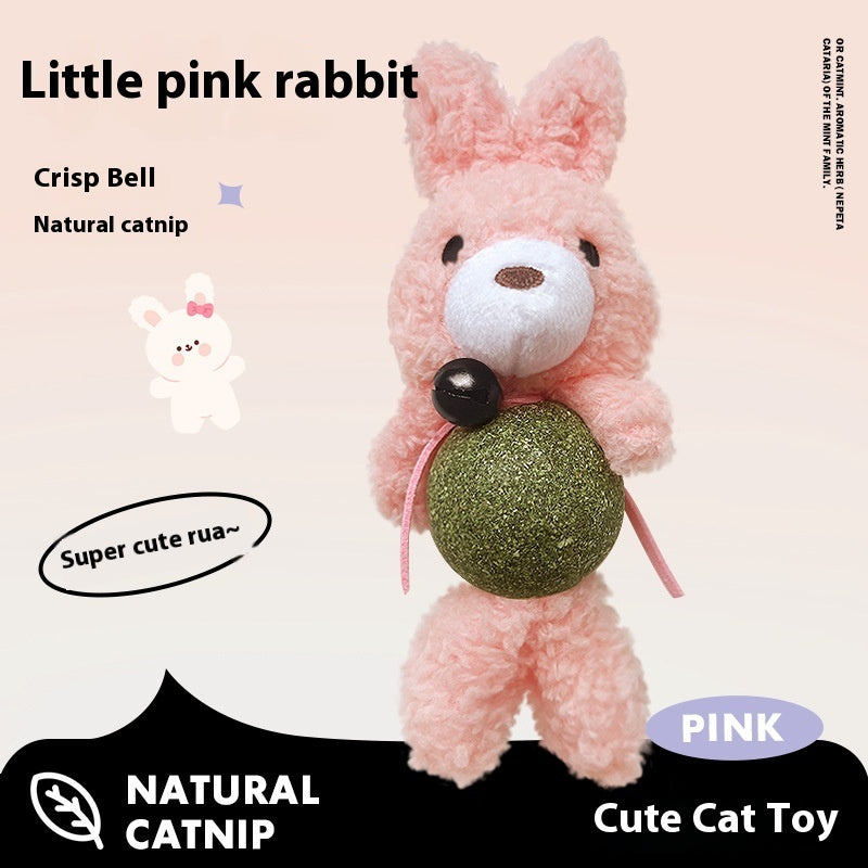 HKM-0781757 Catnip Plush Toy for Kittens - Bear, Rabbit, Frog & Chick Options with Bell, 15cm Height