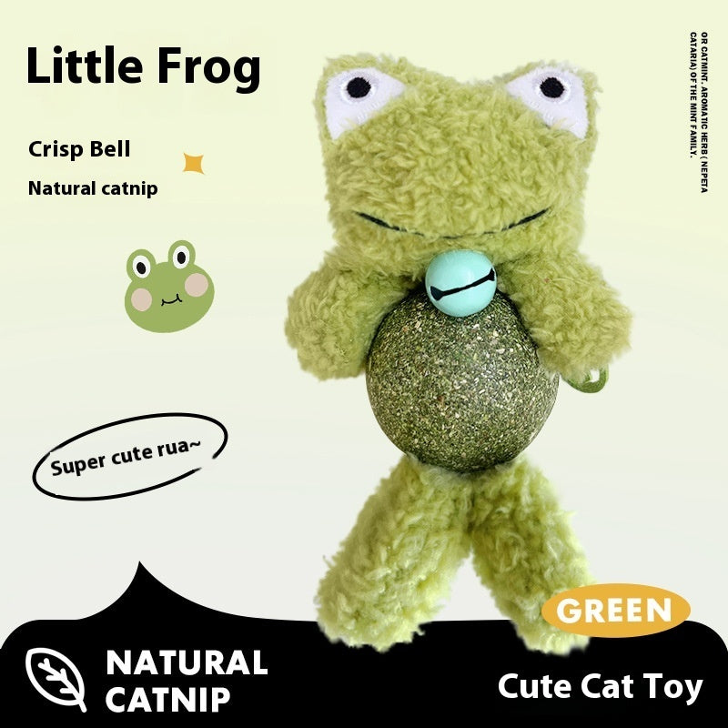 HKM-0781757 Catnip Plush Toy for Kittens - Bear, Rabbit, Frog & Chick Options with Bell, 15cm Height