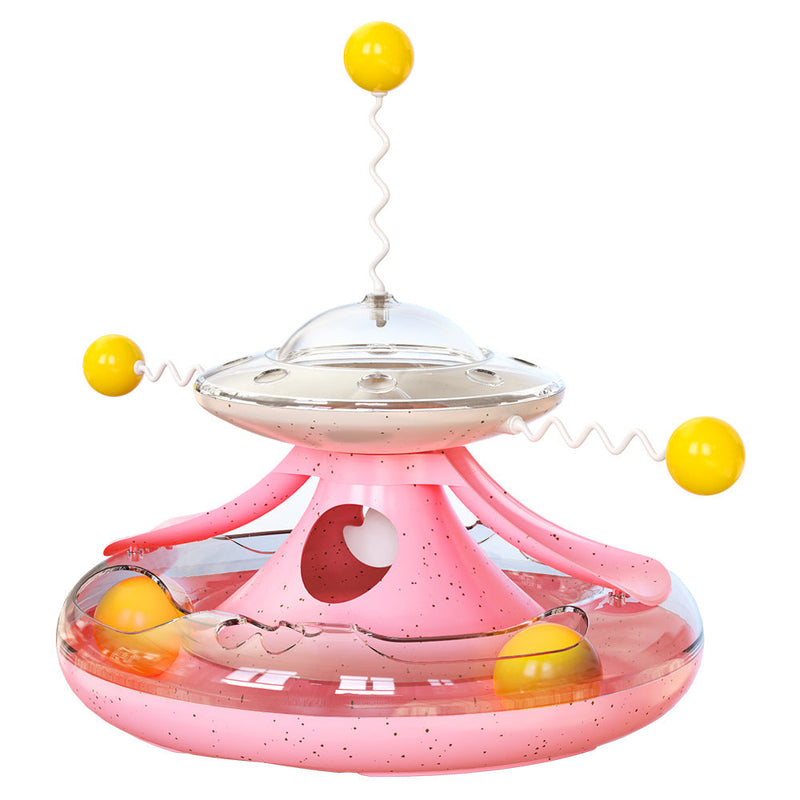 HKM-0781885 Interactive Cat Tumbler Track Toy with Food Dispensing and Trackball Features