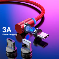 HKM-078227 3-in-1 Fast Charging Magnetic Data Cable for Apple and Android Devices – 1m Length, Black/Red
