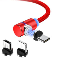 HKM-078227 3-in-1 Fast Charging Magnetic Data Cable for Apple and Android Devices – 1m Length, Black/Red