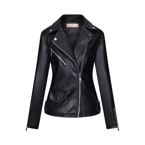 HKM-078227 Women's Fall/Winter European American Temperament Jacket PU Leather With Zipper Women's Clothing Jacket Custom