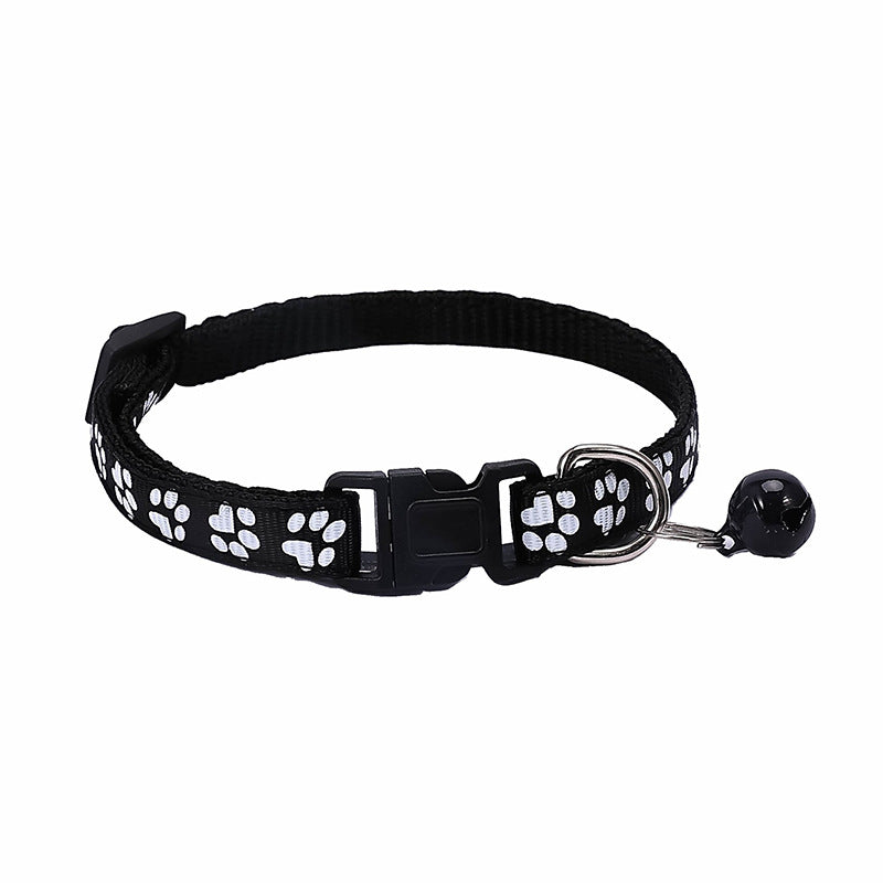 HKM-0783677 Dog Footprint Applique Collar with Bell in Various Colors