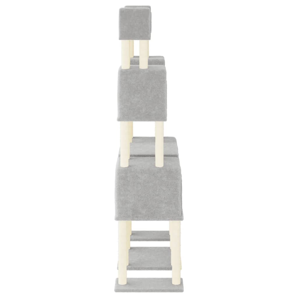 HKM-0784957 Light Gray Cat Tree with Sisal Scratching Posts - 199 cm High, Wooden Composite and Plush Material