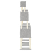 HKM-0784957 Light Gray Cat Tree with Sisal Scratching Posts - 199 cm High, Wooden Composite and Plush Material