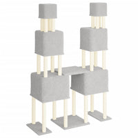HKM-0784957 Light Gray Cat Tree with Sisal Scratching Posts - 199 cm High, Wooden Composite and Plush Material