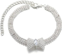 HKM-078547 Adjustable Crystal Bow Tie Pet Collar with Rhinestones for Dogs and Cats