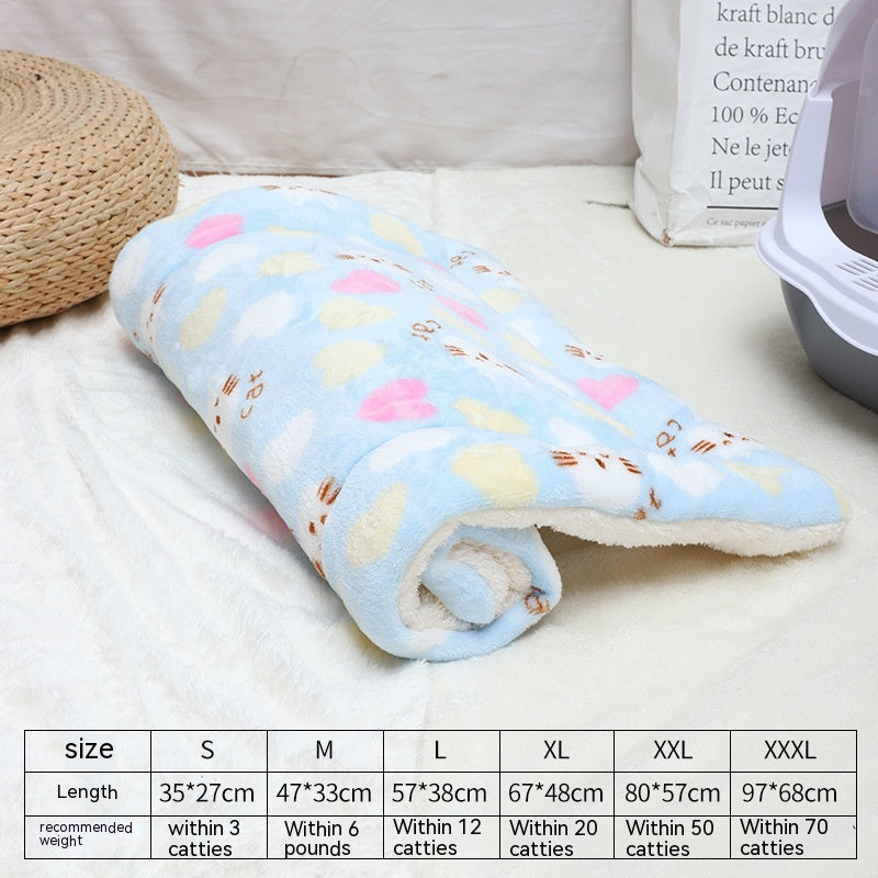HKM-0785725 Flannel Winter Pet Mat Cat Nest - Cozy Multi-Color Cat Pad for Dogs and Cats