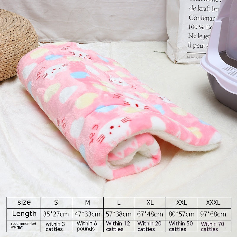 HKM-0785725 Flannel Winter Pet Mat Cat Nest - Cozy Multi-Color Cat Pad for Dogs and Cats