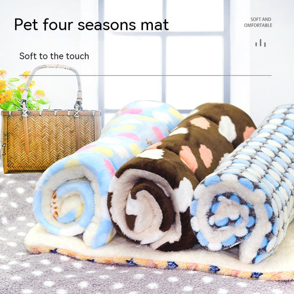 HKM-0785725 Flannel Winter Pet Mat Cat Nest - Cozy Multi-Color Cat Pad for Dogs and Cats