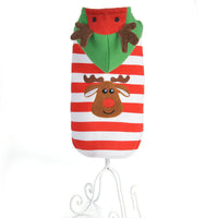 HKM-0785853 Christmas Elk Hooded Dog Jacket - Cozy Striped Design for Holiday Cheer