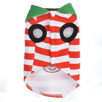 HKM-0785853 Christmas Elk Hooded Dog Jacket - Cozy Striped Design for Holiday Cheer