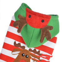 HKM-0785853 Christmas Elk Hooded Dog Jacket - Cozy Striped Design for Holiday Cheer