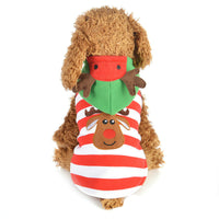 HKM-0785853 Christmas Elk Hooded Dog Jacket - Cozy Striped Design for Holiday Cheer