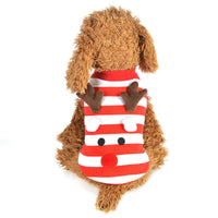 HKM-0785853 Christmas Elk Hooded Dog Jacket - Cozy Striped Design for Holiday Cheer