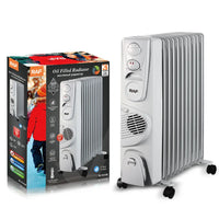 HKM-078611 2900W Oil Filled Radiator with Adjustable Thermostat for Fast and Quiet Whole-Room Heating