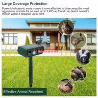 HKM-0786493 Solar-Powered Ultrasonic Animal Repellent with Motion Sensor, IPX4 Waterproof, Effective for Gardens and Farms