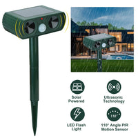 HKM-0786493 Solar-Powered Ultrasonic Animal Repellent with Motion Sensor, IPX4 Waterproof, Effective for Gardens and Farms