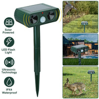HKM-0786493 Solar-Powered Ultrasonic Animal Repellent with Motion Sensor, IPX4 Waterproof, Effective for Gardens and Farms