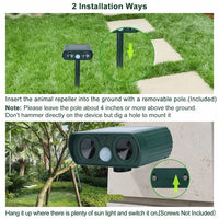 HKM-0786493 Solar-Powered Ultrasonic Animal Repellent with Motion Sensor, IPX4 Waterproof, Effective for Gardens and Farms