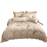 HKM-078675 Chinese Style 100% Long Staple Cotton Floral Embroidered Four-Piece Bedding Set